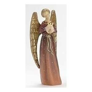   Angel With Gold Wings & Harp Christmas Figurine #23986