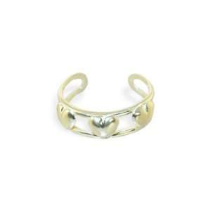  14K solid gold toe ring with three hearts Jewelry