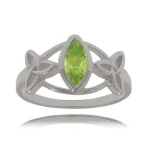  Sterling Silver Celtic Trinity Knot Ring with Peridot 