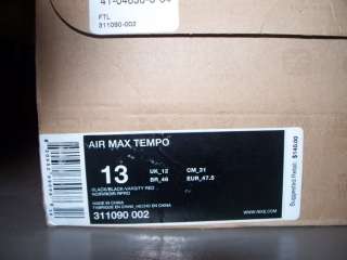 RARE Nike Air Max Tempo Black Varsity Red 13 hoh uptempo 97 total 