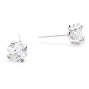 CZ by Kenneth Jay Lane Classic CZ Detailed Prongs Princess Stud 