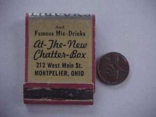 1940s Era Montpelier,Ohio Chatter Box bar / tavern matchbook art deco 