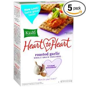 Kashi Heart To Heart Whole Grain Crackers Roasted Garlic, 8 Ounce 
