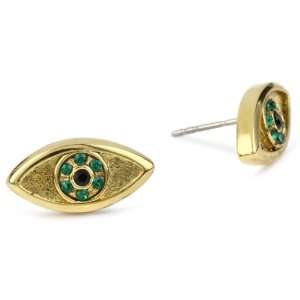  House of Harlow 1960 Emerald Colored Pave Evil Eye Stud 