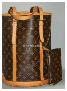 AUTHENTIC LOUIS VUITTON MONOGRAM GM BUCKET BAG & POUCH  