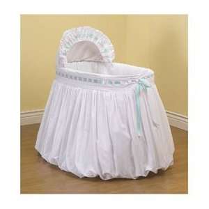 Pretty Ribbon Bassinet Liner/Skirt and Hood with Blue Ribbon   Size 