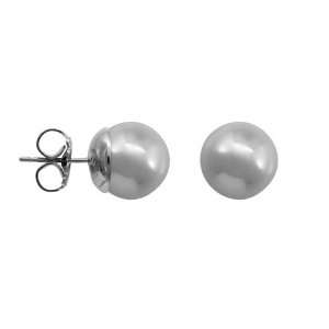  Majorica Jewelry 8mm White Pearl/Silver Stud Earrings 