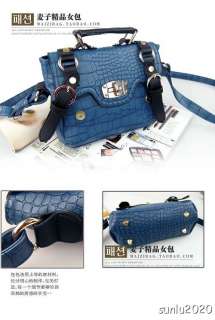 New Blue Pink White Leopard Grain PU Leather Messenger Bag Handbag 