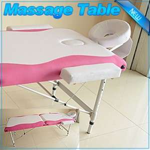   NEW Foldable 2 Portable Aluminum Massage Table Bed Pink White  