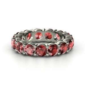  Band of Brilliance, Platinum Ring with Red Garnet Jewelry