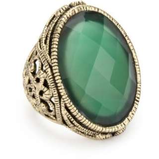Bronzed by Barse Lace Faceted Green Onyx Ring   designer shoes 