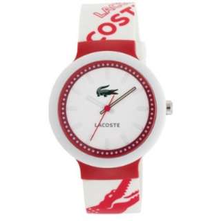 Lacoste Womens 2010523 Goa Pink Croc White Silicone Watch   designer 