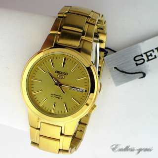 SEIKO 5 AUTOMATIC MENS WATCH GOLD TONE STAINLESS STEEL LINK QUARTZ WR 