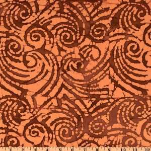  44 Wide Indian Batik Swirl Tonal Rust/Peach Fabric By 