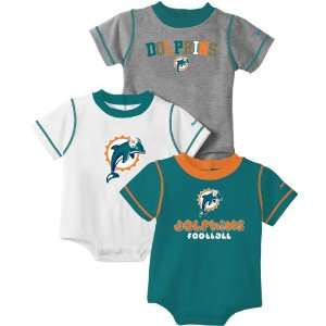  Reebok Miami Dolphins Infant 3 Piece Creeper Set Sports 