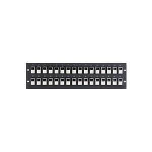   32 Port Cat6 Feed Thru Patch Panel with inLine Couplers 19 in Black