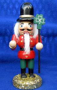 Ireland Irish Mini Nutcracker with Shamrock Stick in Hand  