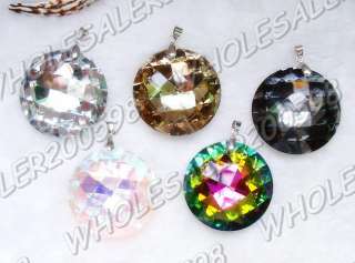 WHOLESALE 15pcs Round 45MM Charms Drop Glass Crystal Pendants