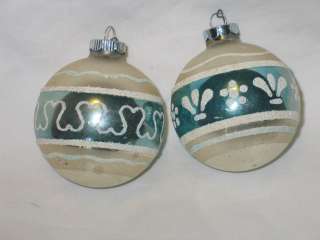   Christmas Large Shiny Brite Glass Mica Stencil Ornaments  