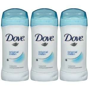 Dove Invisible Solid Deodorant, Original Clean 2.6 oz, 3 ct (Quantity 