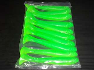Shad Fish Soft Bait Lure, (10) 8 Lures, Bright Green  
