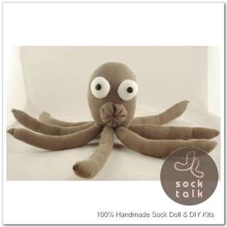Handmade Sock Monkey Octopus Paul Stuffed Animal Doll  