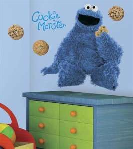 New COOKIE MONSTER WALL DECALS MURAL Sesame Street Stickers Baby 