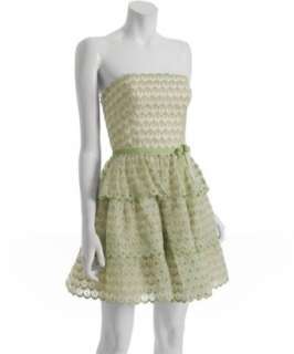 Betsey Johnson cream silk eyelet tiered party dress   up to 70 