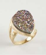   Moran gold and iridescent druzy stone teardrop ring style# 319335901