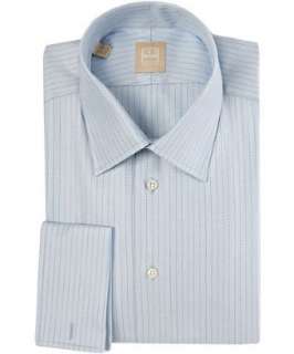style #310411701 Gold Label blue cotton herringbone french cuff shirt