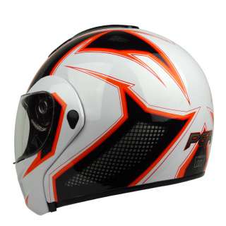   Orange Flip Up Modular DOT APPROVED Motorcycle Full Face Helmet  