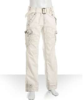 Jetlag off white distressed Angelo belted cargo pants   up 
