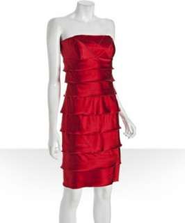 Calvin Klein rouge sateen tiered strapless dress   