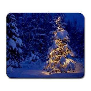 Christmas Tree at Night in Snow Mouse Pad Mousepad  
