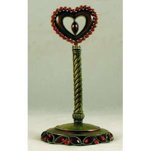 Pewter ReD HearT Shape Jewelry RinG Holder Stand