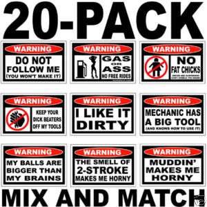 20 Pack mixed ATV UTV RUV Warning decal graphic sticker  