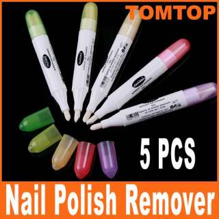 5pcs Nail Art Polish Remover Cleanser Makeup Dispenser Pen With 3 