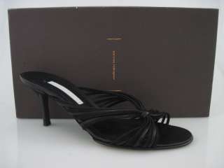 NARCISO RODRIGUEZ Black Leather Strappy Heels Shoes 8  