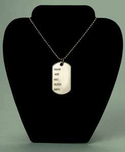   Soldier Dog Tags Chain Necklace Military Metal Costume Jewelry  