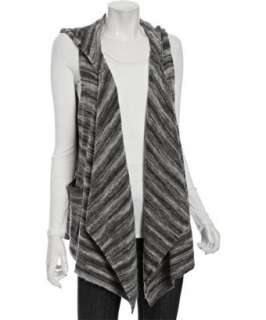 Joie grey striped knit hooded sweater vest  