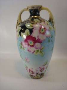 NIPPON DOUBLE HANDLE HAND PAINTED VASE  