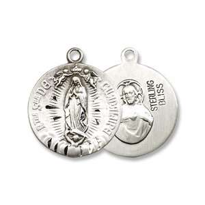 Sterling Silver Our Lady of Guadalupe Medal Pendant with 18 Sterling 