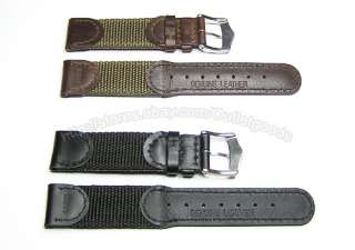20mm Nylon & Leather Watch Band Strap fits Wenger Swiss  