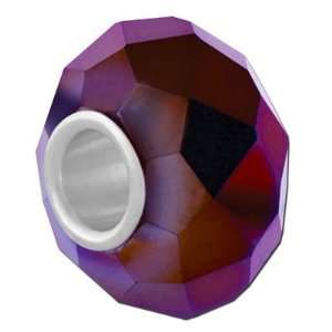    13mm Metallic Purple Faceted Glass   Large Hole Bead Jewelry