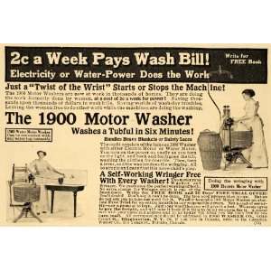 1913 Ad Washer Machine Wringer Laundry Motor Electric   Original Print 