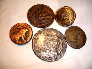   Old Coins,Medals,Patent,IOOF,Frigate Constellation,Hispan MF,Lion Coin