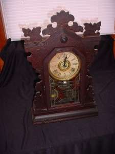 Vintage Gilbert Kitchen Mantel Shelf Clock Gingerbread  