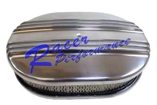 RAT ROD 12X2 FINNED POLISH OVAL AIR CLEANER HOT ROD  