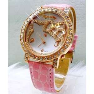   Sparkly Rhinestone Watch with Soft Pink Leather Band 