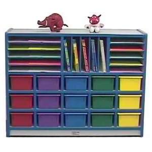  Maple/ 20 Tray Cubbie Unit with Letter Slots with Trays by 